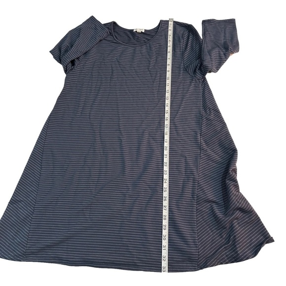 Garnet Hill Navy Blue & Periwinkle Striped Short Sleeve T-Shirt Mini Dress Sz L - Picture 10 of 13